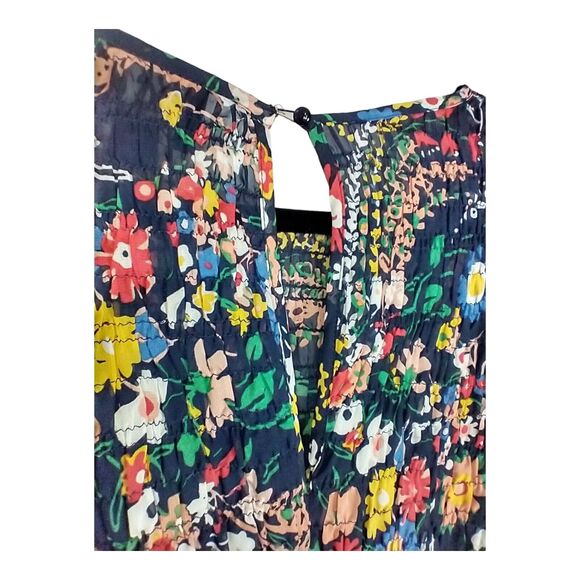 ECI New York Women's Floral Maxi Dress XL – Boho Bell Sleeves, Smocked Top - Picture 5 of 8